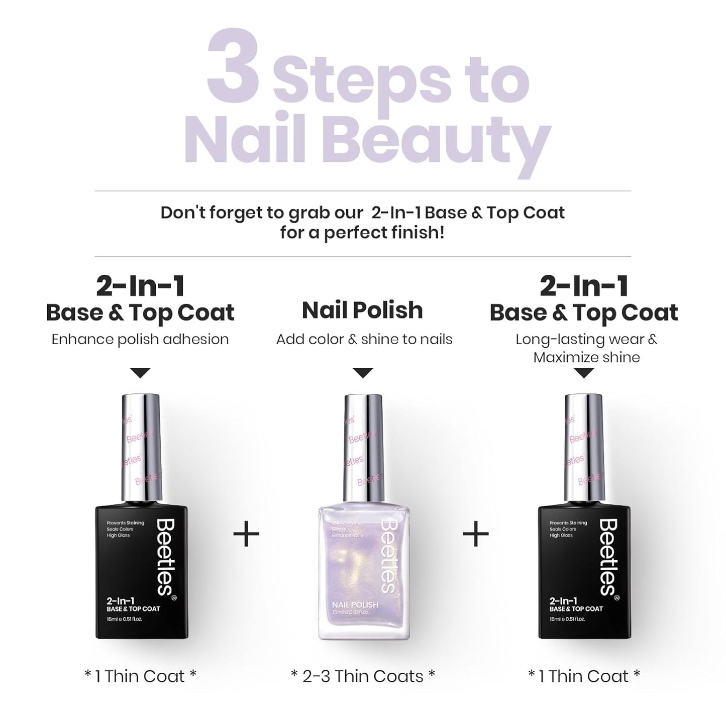 Beetles Nail Strengthener - Gold Purple Nail Concealer Fast Air Dry Shimmer Air Dry Nail Growth for Damaged Uneven Nails Fingernail Polish Imperfection Masking for Gold Shimmer Manicure Salon Quality