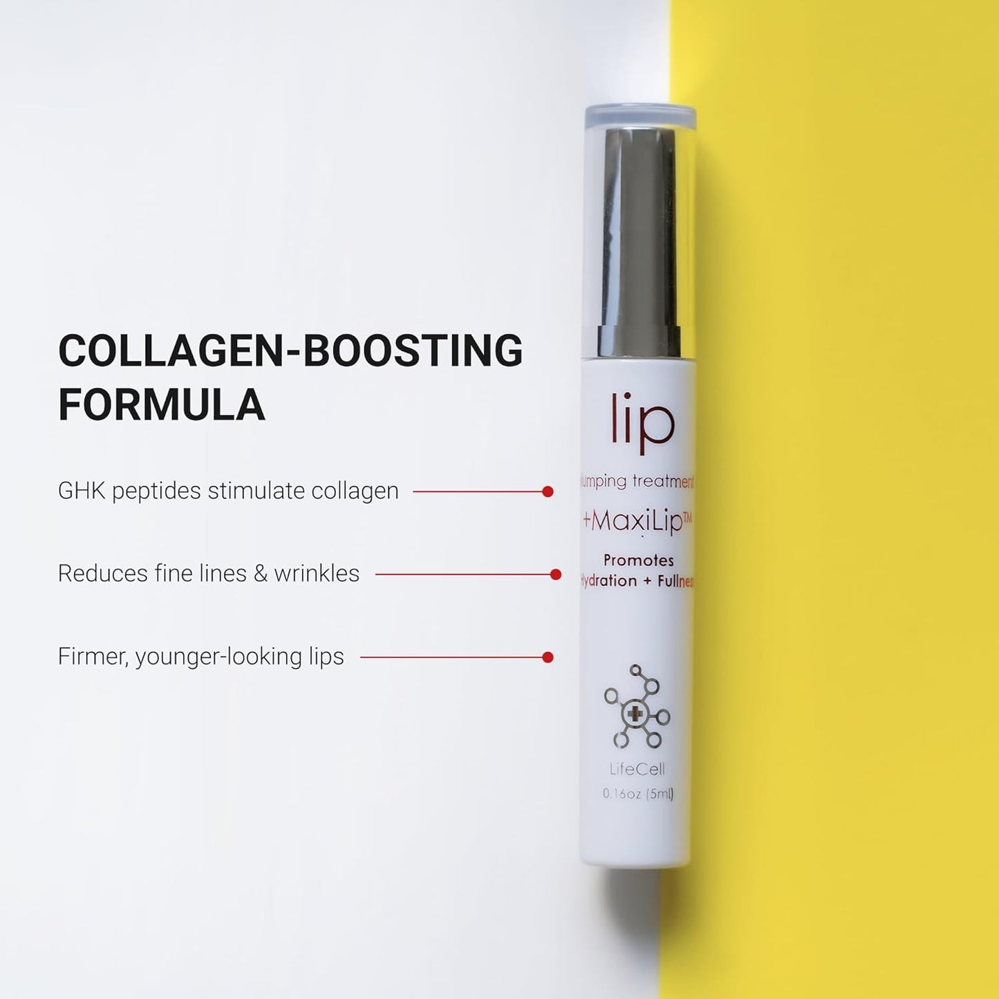 LifeCell Lip Plumping Treatment – Glossy Balm with MaxiLip Peptides for Fuller, Smoother Lips – Hydrating, Non-Irritating, Fragrance-Free Lip Care for All Skin Types