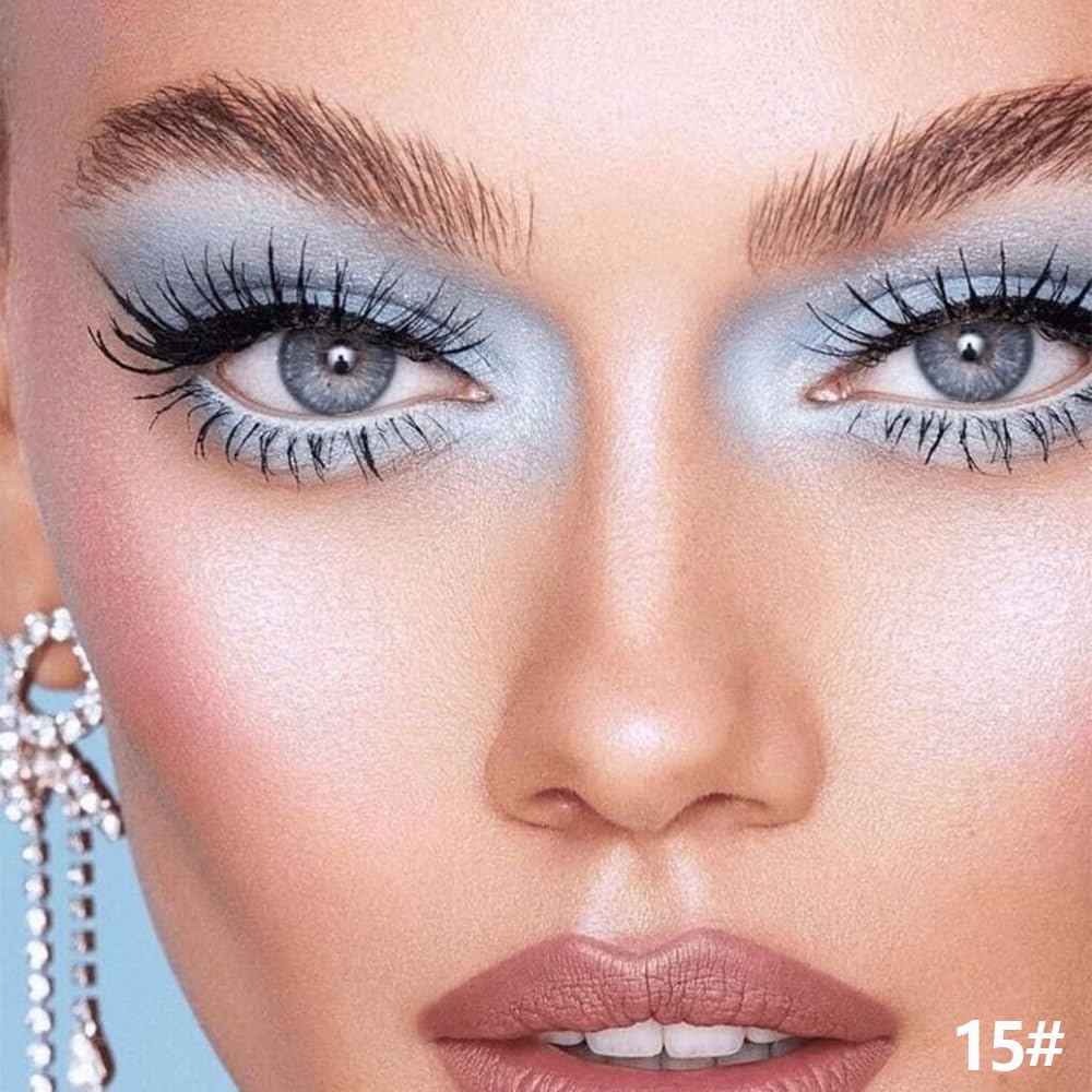 Silver Grey Shimmer Cream Eye Shadow Stick Makeup for Women, Silver Grey Shimmer Matte Eye Shadow Brightener Stick for Eyes, Waterproof Eyeshadow Pencil Applicator Blendable for Eye Highlight 15