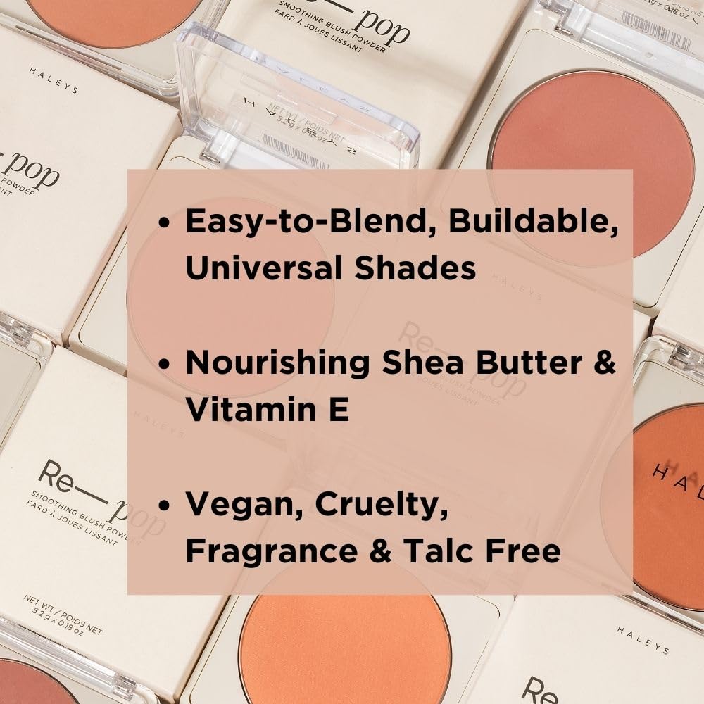 HALEYS Re-pop Smoothing Powder Blush (Tan Lines) - Pigmented, Easy Blending, Longwear, Buildable, Talc-Free, V + CF