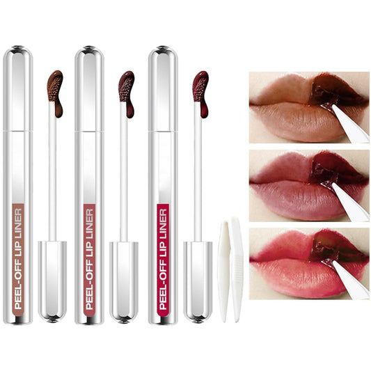 3 Colors Peel Off Lip Liner Stain Kit, Long Wear Matte Lip Tint Stain Set with Tweezer for Women, Waterproof Transfer Proof Highly Pigmented Peel Off Liquid Lipstick for All Skin Types (#3,4,5)