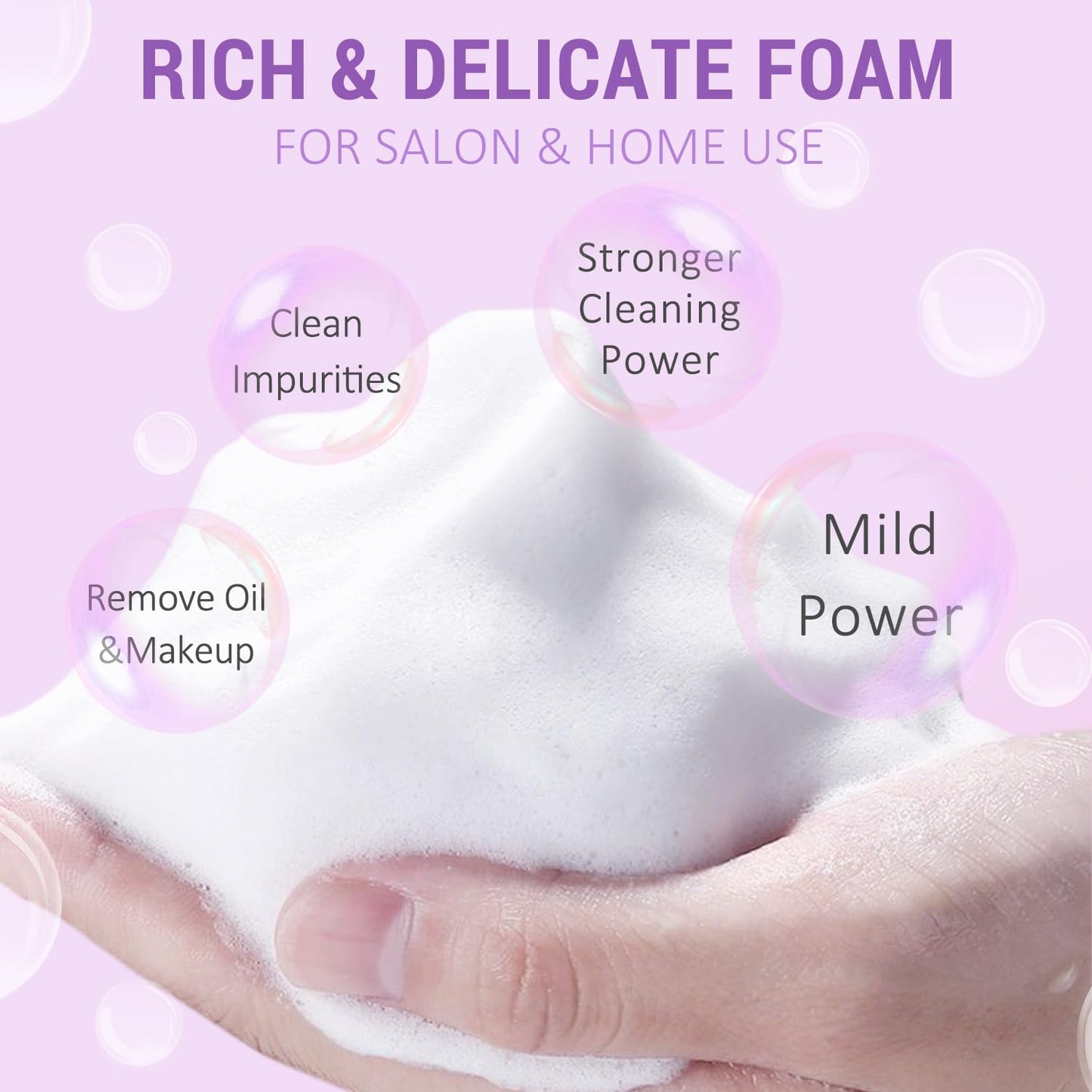 EMEDA Lash Shampoo Kit - 3.38 fl.oz / 100ml Gentle Foam Lash Cleanser, Oil-Free Cleaning for Wash Extension/Natural Eyelash Bath with Rinse Bottle Brush (Lavender)