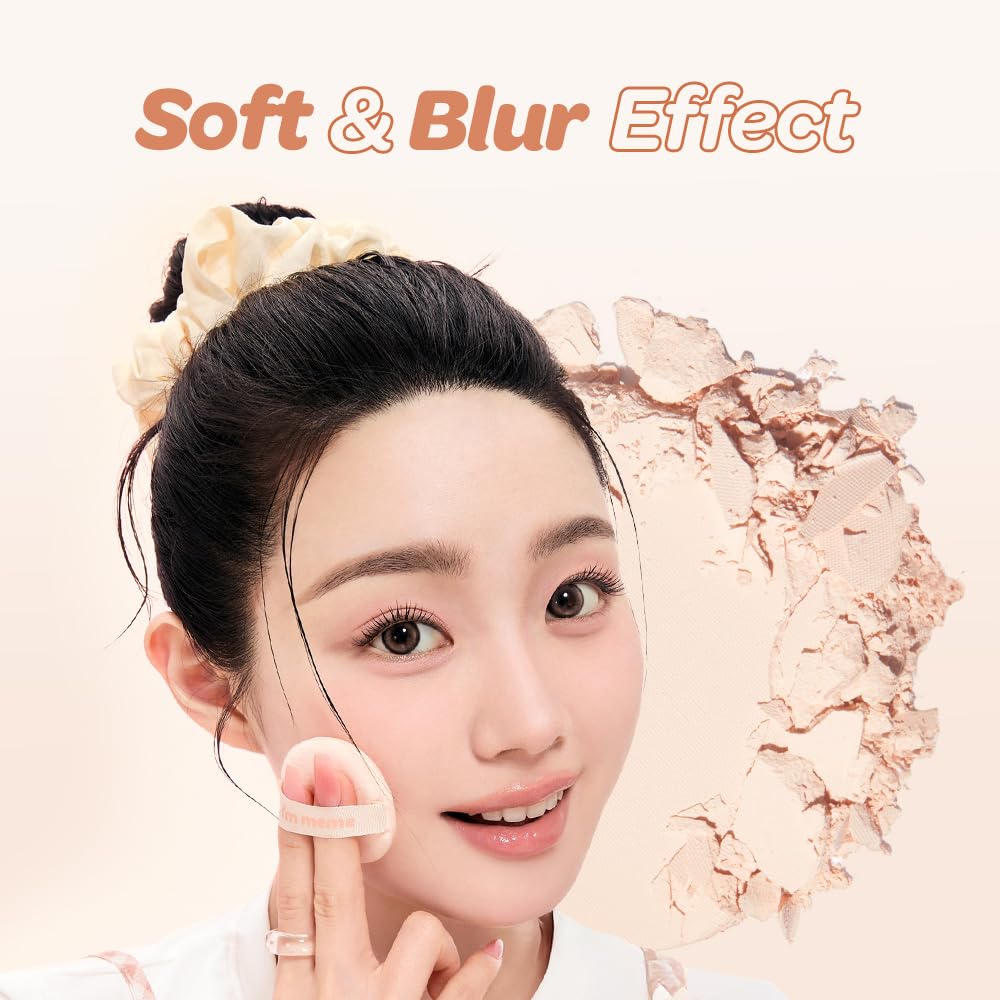 I'M MEME Compact - Skin Fit Tone Up Pact | FLawless Finish with Aqua Sebum, Soft & Velvet Pressed Powder Compact, Smooth Pores & Fine Lines, Korean Makeup, Translucent, Oily Skin, 0.35 Oz