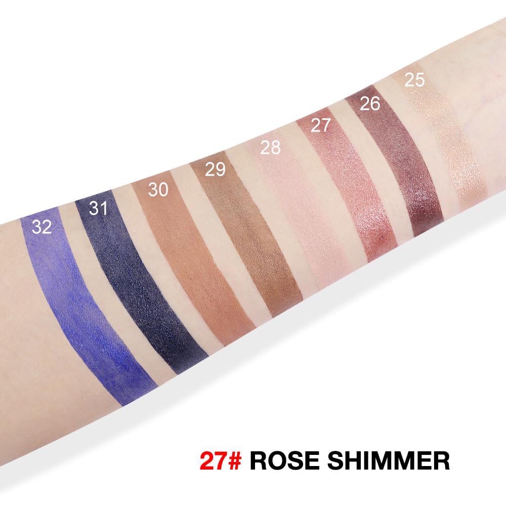 evpct Rose Shimmer Cream Eye Shadow Brightener Sticks Set for Eyes, Rose Shimmery Matte Pencil Eye shadow Applicator Stick Pen Palette Makeup Waterproof sombras en crema para ojos 27#