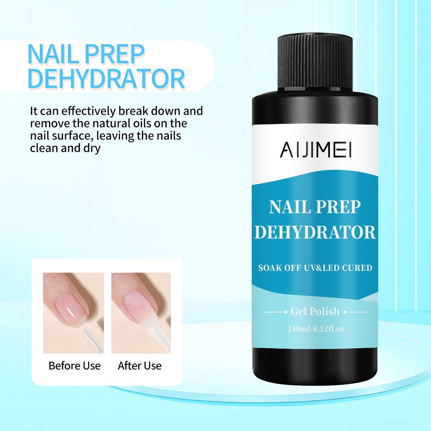 AIJIMEI 240ml Nail Dehydrator Dehydrator Prep for Nail Gel Polish Professional Nail Preparation for Smooth Gel and Acrylic Application Dehydrator for Acrylic 8 Fl Oz