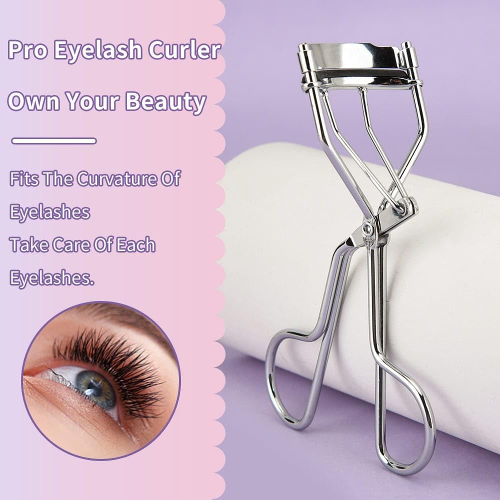 Eyelash Curlers and Tweezers for Every Eye Shape"" 2 in 1 Eyelash Curler and Tweezer Set for Instant Beauty"" Travel-Friendly and Easy to use, Silver