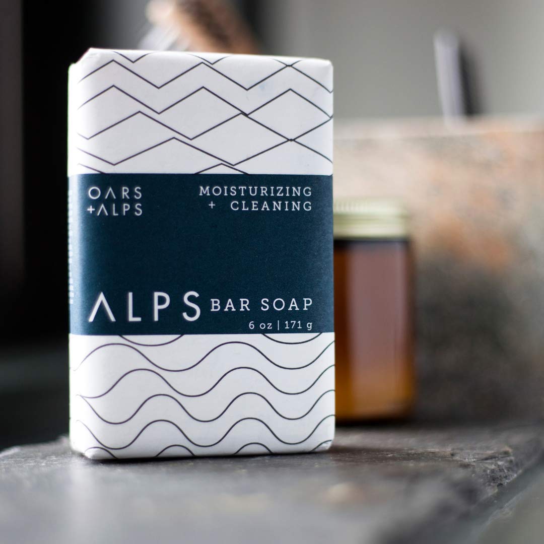 Oars + Alps Moisturizing Bar Soap for Men, Men's Bar Soap with Shea Butter & Jojoba Oil, Hydrating Dermatologist Tested & Made with Natural Clean Ingredients, Travel Size, 1pk, 6oz