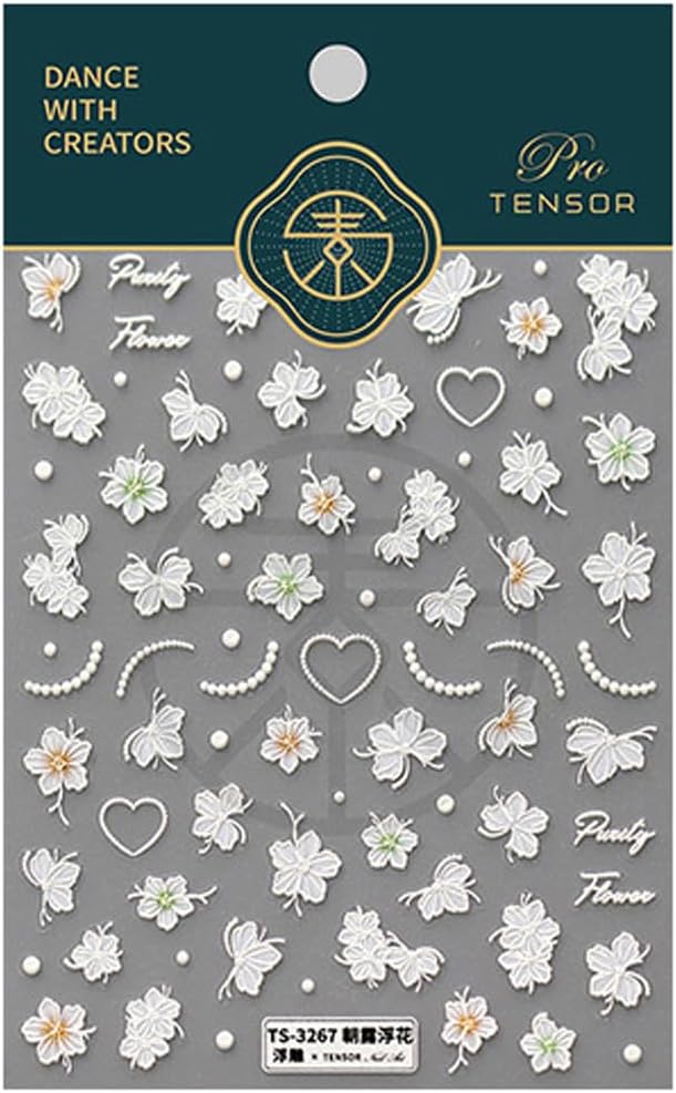 5D Embossed Flower Nail Stickers for Nail Art Floral Nail Art Stickers Self-Adhesive Nail Decals for Women Nail Supplies Design Sticker(1, Flower)