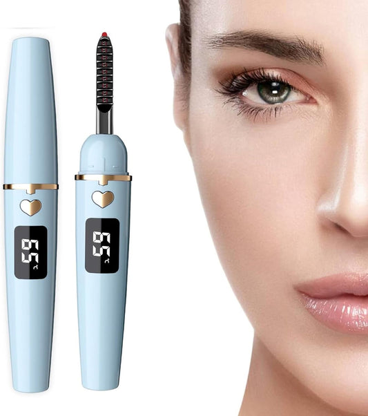 ZAPAL Heated Eyelash Curler, S600 Rechargeable Heated lash Curler, Intelligent Power Off Electric Eyelash Curler Heated Quickly 24 Hs Lasting Natural Makeup for Woman (Air Blue/Gold, X8-132mm)