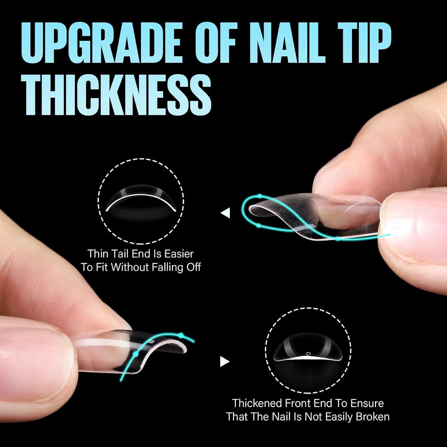 TOMICCA Short Square Nail Tips, 504Pcs Soft Acrylic Nail Tips Square, Press on Nail Acrylic False Nails for Nail Extension DIY Nail Salon 12 Sizes