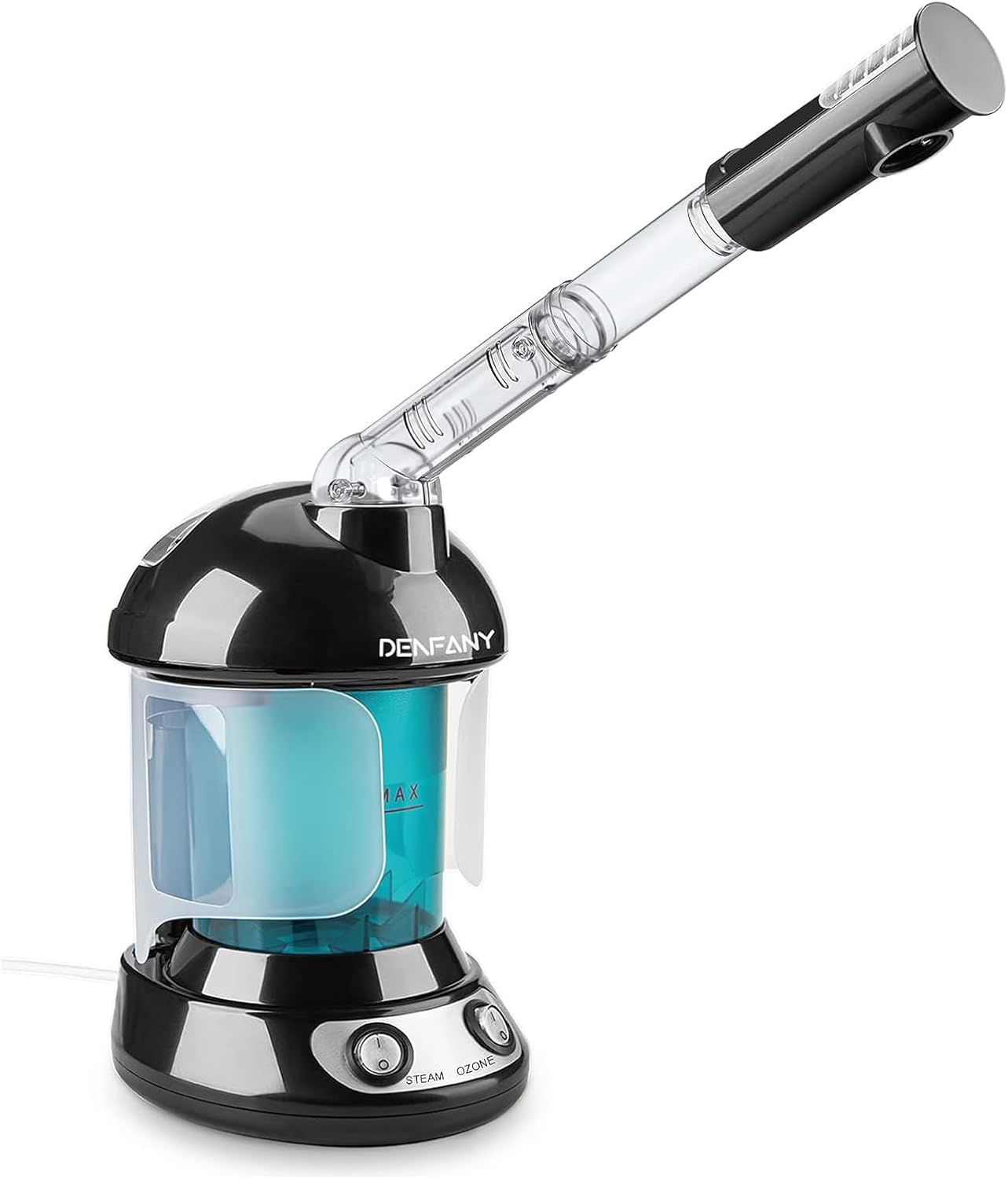 Facial Steamer - DENFANY Nano Ionic Face Steamer with Extendable 360° Rotating Arm - Portable Facial Steamer for Personal Care at Home or Salo (Black)