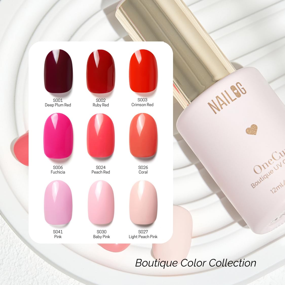 NAILOG One Step Pink Gel Nail Polish 12ml Top Coat Color Gel Base 3-In-1 Formula Soak Off UV Gel Polish for Home DIY & Gifting | Baby Pink