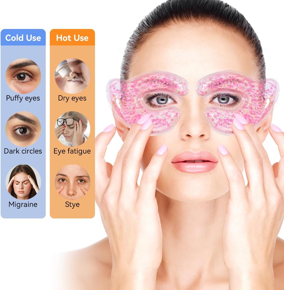 Reusable Eye Face Patches 6 Pairs, Gel Eye Pads Cold Warm Eye Compress and Silicone Under Eye Face Patches for Reduce Puffiness Circles Wrinkle Cooling Eye Mask Ice Packs with Tin Case