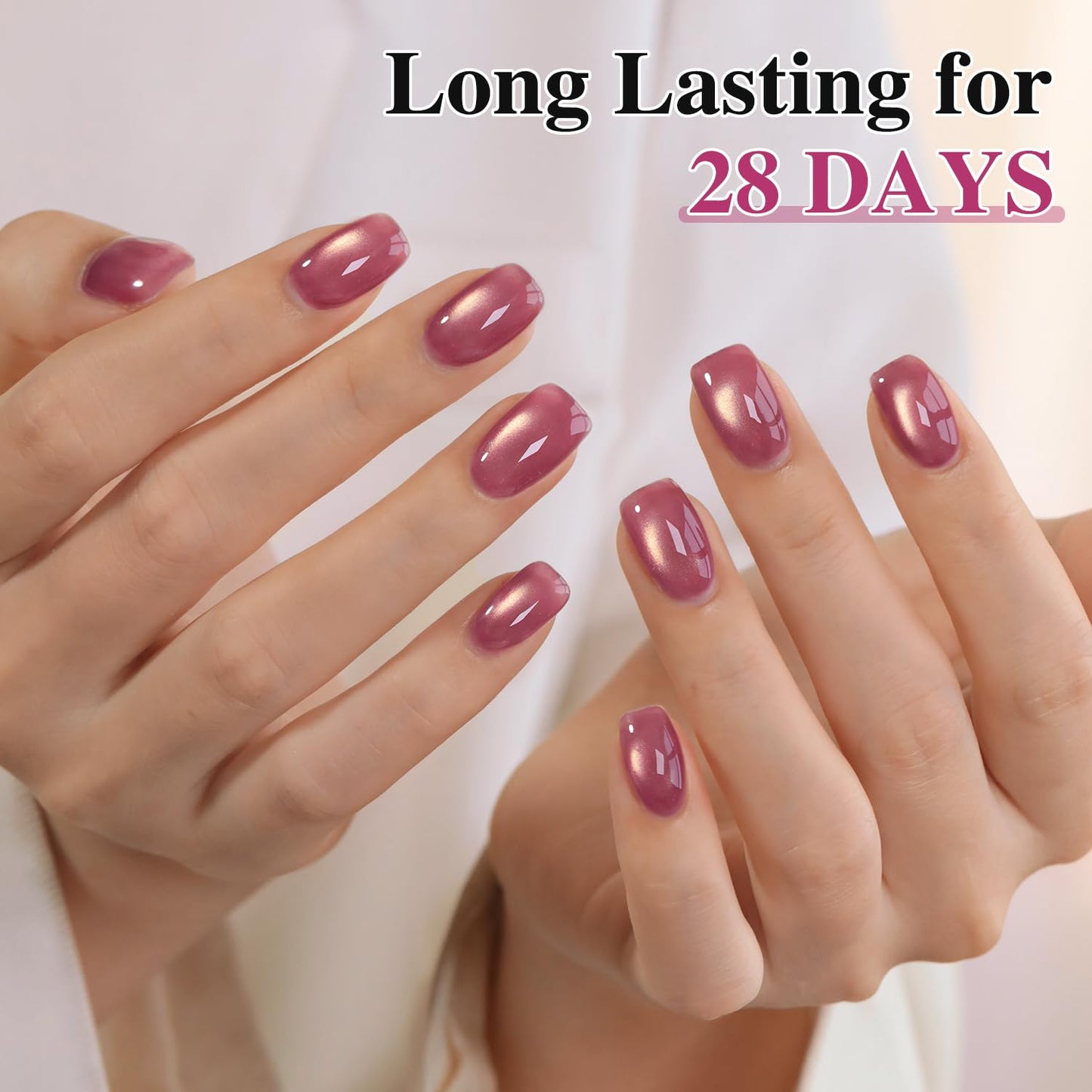 Double Rhythm 0.5 OZ Cat Eye Gel Polish with Magnet 15ML Holographic Glitter Shimmer Translucent Jelly Color Magnetic Nail Polish Salon DIY at Home (Dreamy Peach-MC1271)