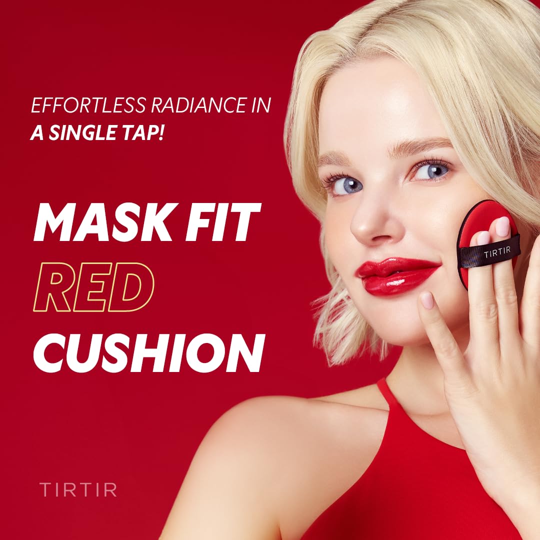 [*Mini Size*] TIRTIR Mask Fit Red Cushion Foundation | Full coverage, Weightless, Skin fit, Satin Glow Finish, Korean Makeup, beauty, Tattoo cover up, Buildable (#45N Saddle Brown, 0.15 Fl Oz)