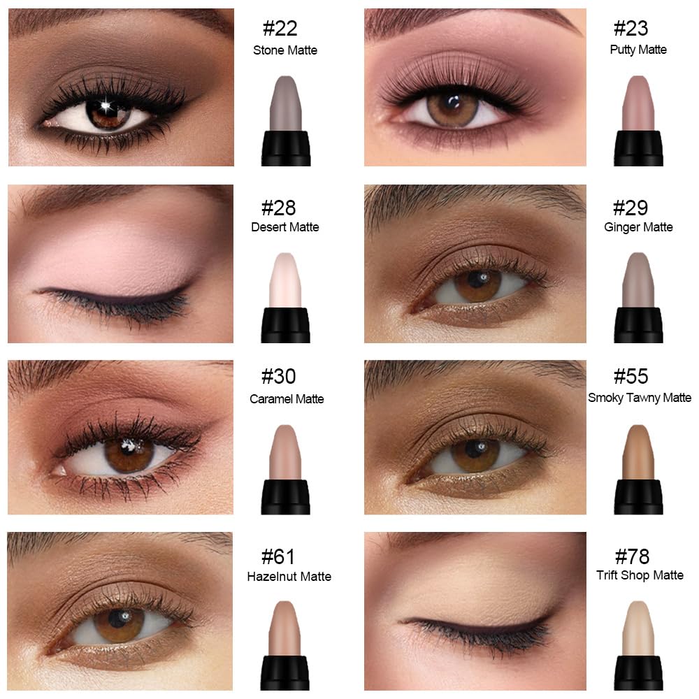 8Pcs Cream Eye Shadow Sticks Makeup for Women, Matte Shimmer Eyeliner Pencil Eyeshadow Brightener Stick for Eyes, Waterproof Eyeshadow Applicator Blendable sombras para ojos Set12#