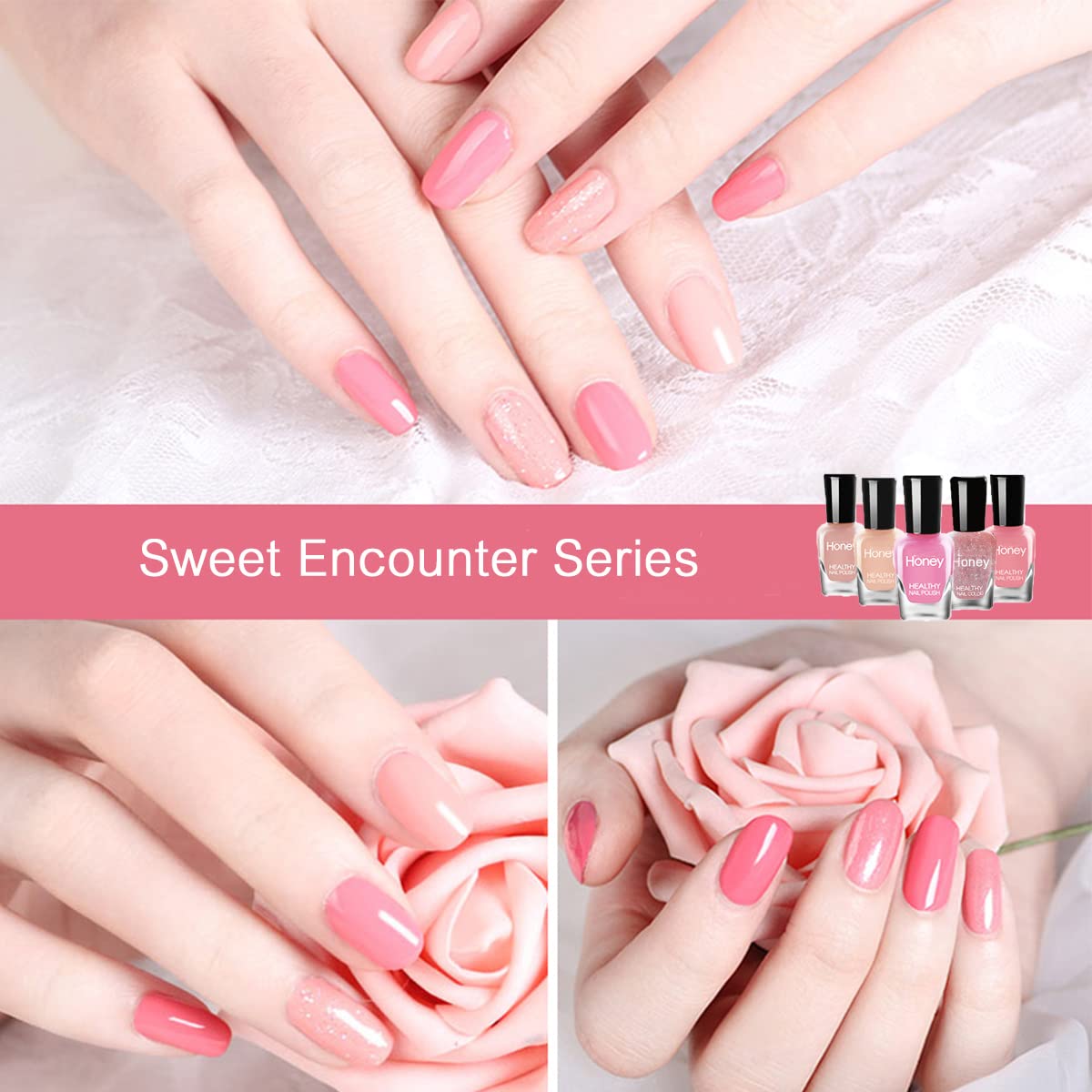 Non Toxic, Easy Peel Off and Fast Dry Nail Polish Set for Pack, Eco Friendly & Organic Water Based Nail Polish for Women,Teens (6 Bottles, 5ML)