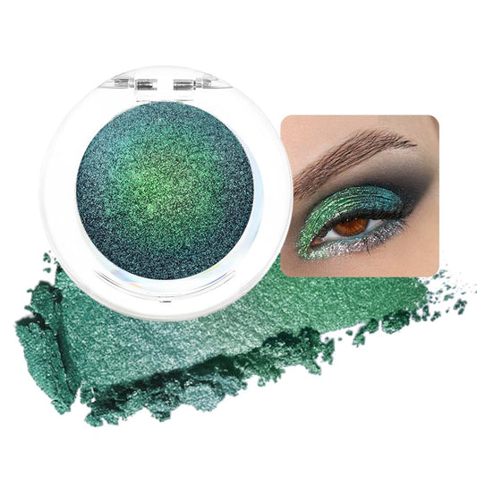 evpct Forest Green Shimmer Chameleon Eyeshadow Makeup Palette, Glitter Metallic Duochrome Duo Chrome Multichrome Festival Single Eye Shadow Palette Makeup for Older Women, Face Loose Glitter Eyeshadow