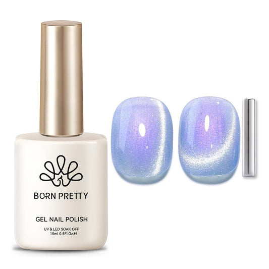 Born Pretty Cat Magnetic Eye Gel Nail Polish, Fairy Purple Glitter Cat Magnetic Gel Nail Polish for Nail Art Manicure Salon DIY at Home 15ML