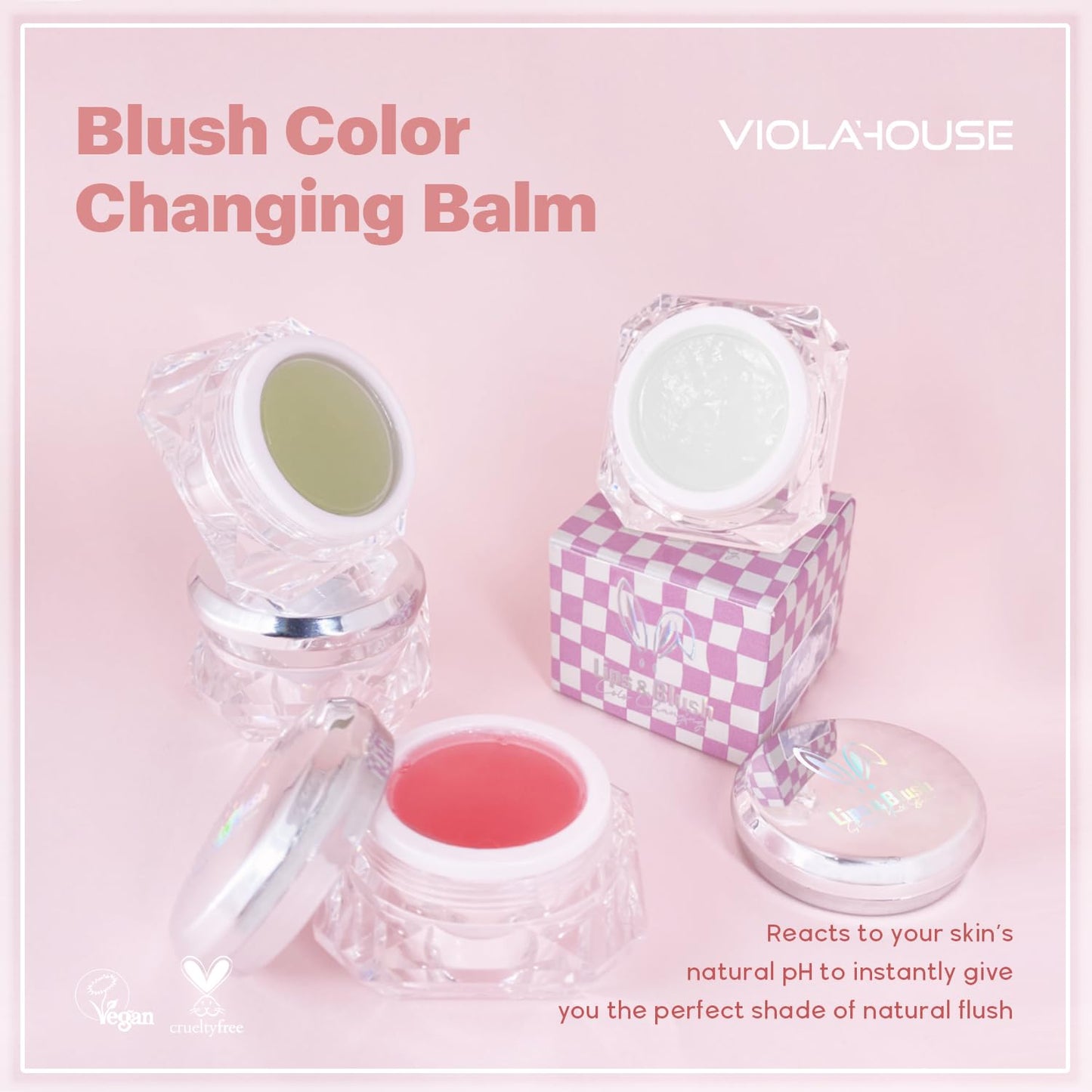 VIOLA HOUSE Color Changing Blusher for Cheeks, Moisturizing Blush Rouge Soft Cream, Lips Balm Multi Use Cream for Cheeks & Lips Glossy (Transparent Green, 55.00 g (Pack of 1))
