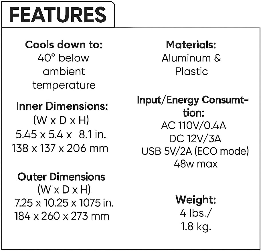 Cooluli Mini Fridge for Bedroom - Car, Office Desk & Dorm Room - Portable 4L/6 Can Electric Plug In Cooler & Warmer for Food, Drinks, Skincare Beauty & Makeup - 12v AC/DC & Exclusive USB Option, Blue
