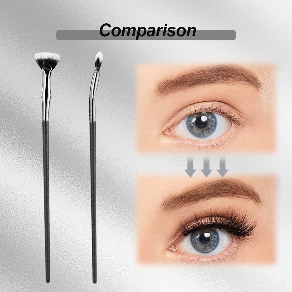 Folding Angle Scalloped Lash Brush, 2024 New Mascara Fan brushes for Lashes, Angled Eyelash Makeup Comb, Cosmetic Brushes Eyelash Separator Bent Applicators for Eye Lash Makeup (3 PCS)