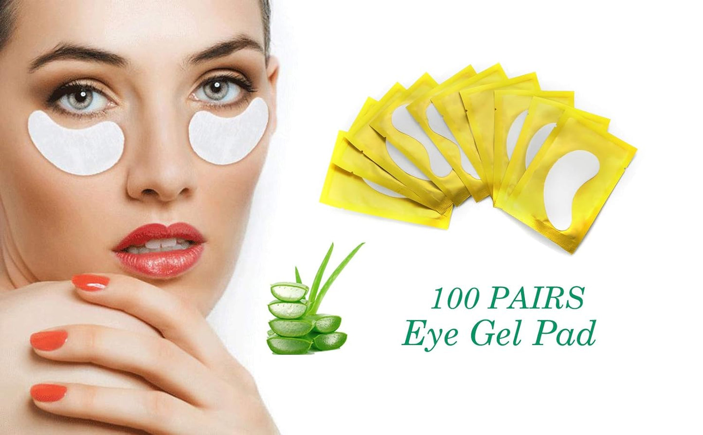 100 Pairs Set Under Eye Pads, Comfy and Cool Under Eye Patches Gel Pad for Eyelash Extensions Eye Mask Beauty Tool (Gold)