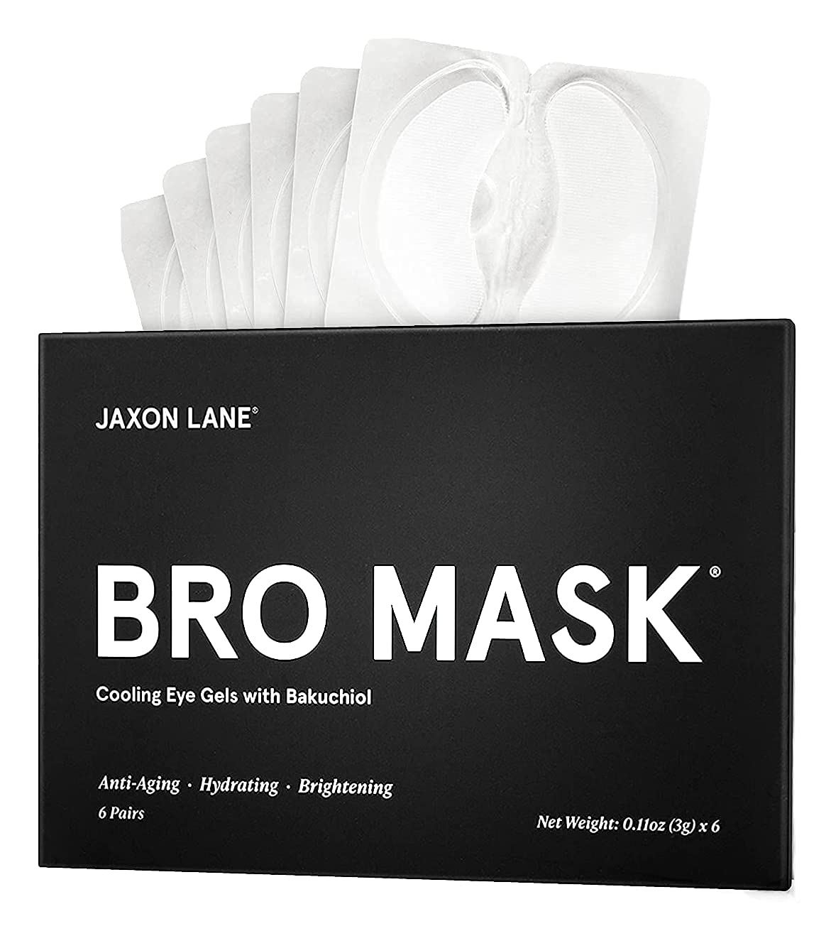 BRO MASK Under Eye Gel Pads: Cooling Eye Patches for Dark Circles and Puffiness | Anti Aging Hydrogel Eye Patch Set + Bakuchiol, Green Tea, Hyaluronic Acid, Caffeine, Niacinamide/Vit B3 (2 X 6 Pairs)