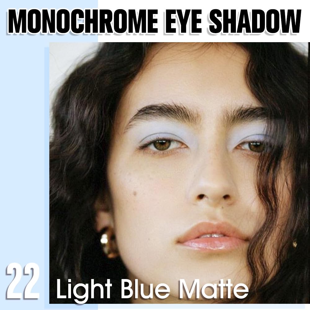 Single Matte Eye Shadow Palette Makeup, Light Blue Matte Eyeshadow for Women, Monochrome Eye Shadow Makeup, Pigmented Waterproof Sombras Para Ojos, Vegan, Talc, Paraben & Cruelty Free, 22