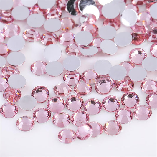 3000 Pieces SS6 2mm Flatback Rhinestones Clear Glass Round Gems Crystals for Nail Art DIY Crafts Clothes Shoes Bags （Light Pink）