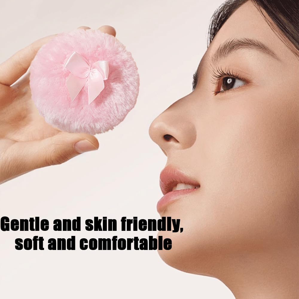 Luxury 4.2 Inch Glass Powder Container with 2 Plush Puffs｜Non-Sealed Refillable Organizer for Body Powder&Makeup｜Setting Powder Applicator w/Loose Powder Storage(Pointed Cylinder-Amber-Large)