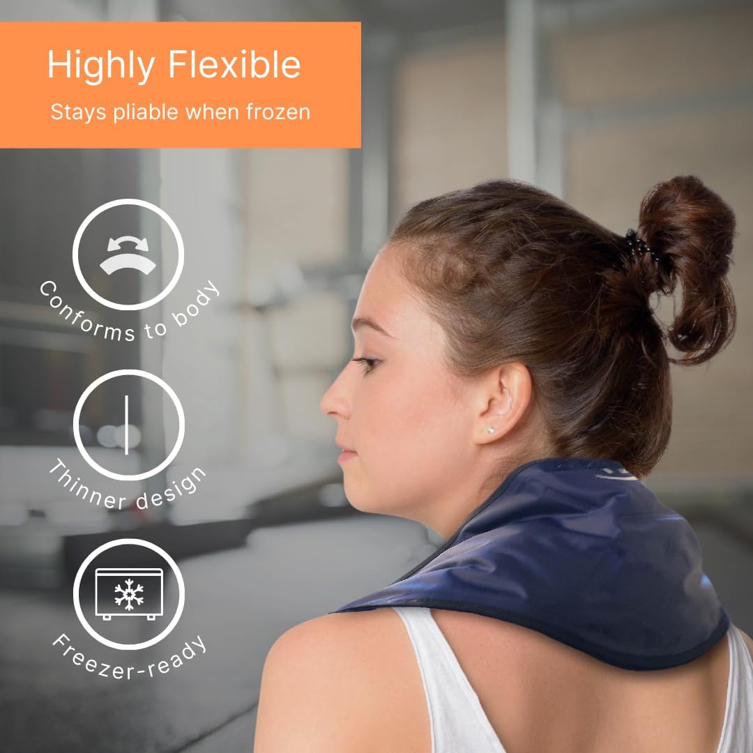 FlexiKold Gel Neck Ice Pack (23" X 8" X 5") - Reusable Cold Pack Compress (Therapy for Pain, Injuries of Neck, Lower Back, Shoulder, wrap Around Knee, Foot, Thigh, Elbow) - A6301-COLD
