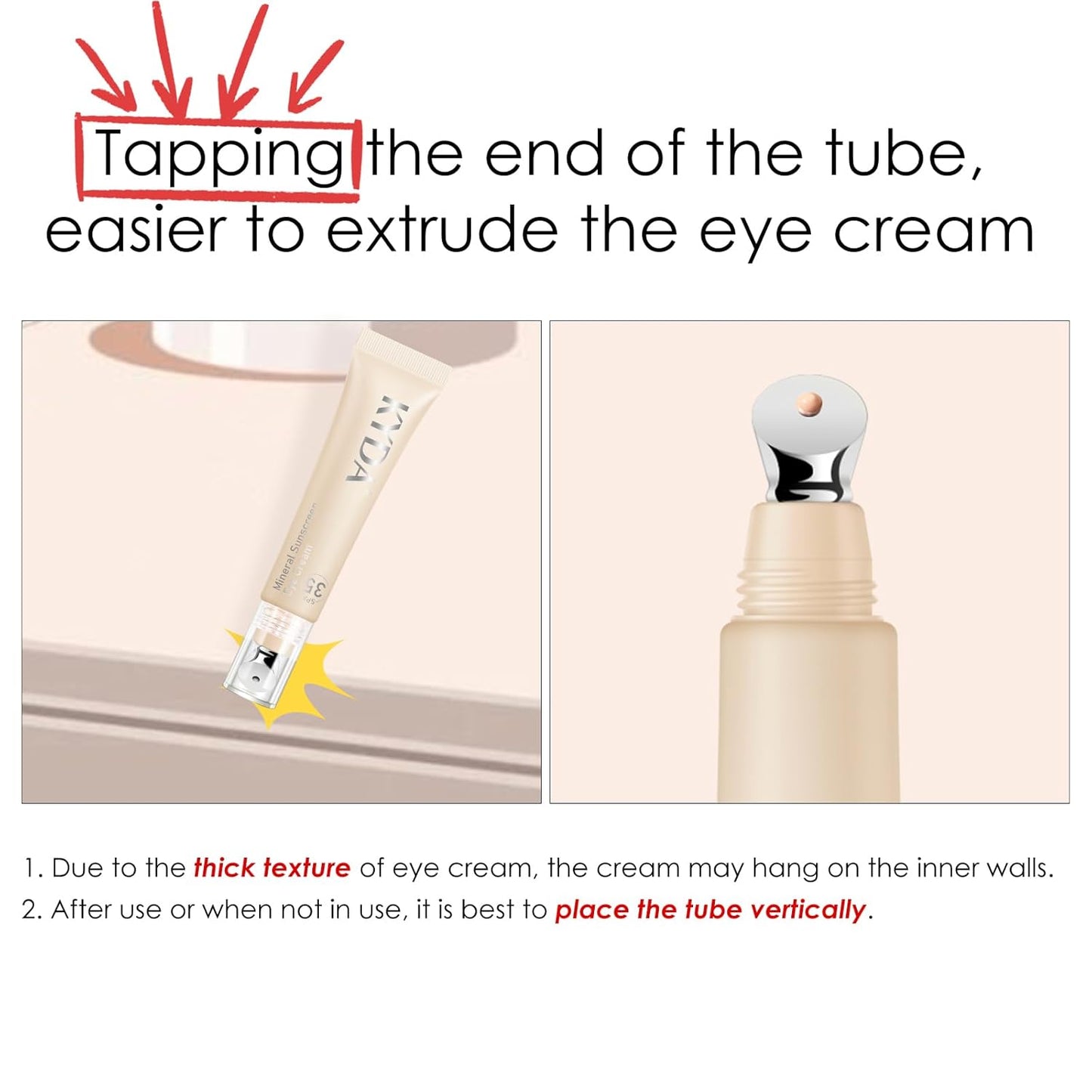 KYDA Mineral Sunscreen Eye Cream, SPF 35, 3-in-1 Under Eye Cream for Dark Circle and Fine Lines