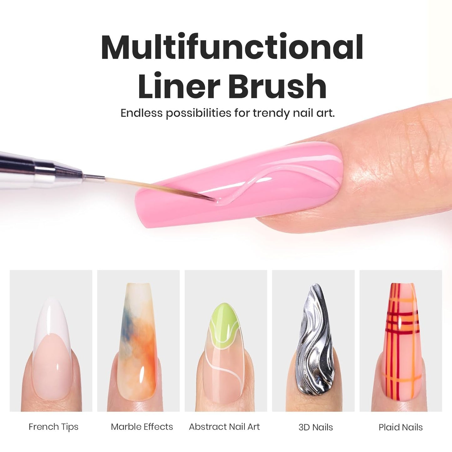 Beetles Nail Art Brushes, 1pcs Liner Brush Size 15mm Painting Art Design Manicure Pen Detachable Handle and Protect Cap Professional Nail Tools for Lines, Details, Fine Drawing