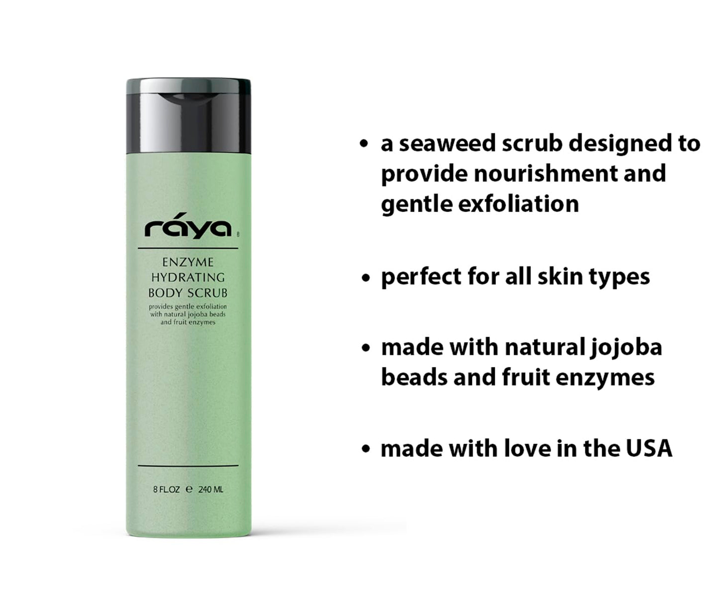 RAYA Enzyme Hydrating Body Scrub 8 oz Cucumber Scent (S-104) | Gentle and Exfoliating Body Scrub | Made with Seaweed, Jojoba Beads, and Fruit Enzymes