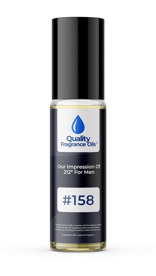 Quality Fragrance Oils' 212 for Men Impression #158 | Long-Lasting Perfume Oil, Alcohol-Free, Strong Scent, 10ml Roll-On | Affordable Alternative to Designer Fragrances