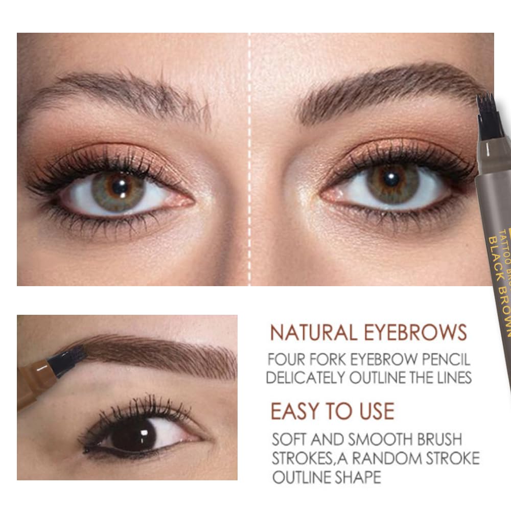 Waterproof Eyebrow Pen - Microblading Tattoo Brow Pencil, 24 Hours Long Lasting, Creates Natural Looking (Brunette - 2 PCS)