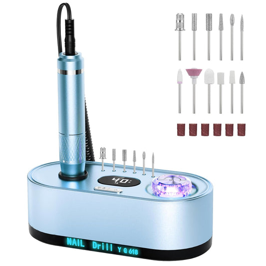 Electric Nail Drill Professional: 40000RPM Electric Nail File Kit E File Nail Drill Machine with LCD Display for Acrylic Gel Nail, Manicure Pedicure Polishing Nail Grinder for Salon Home Use