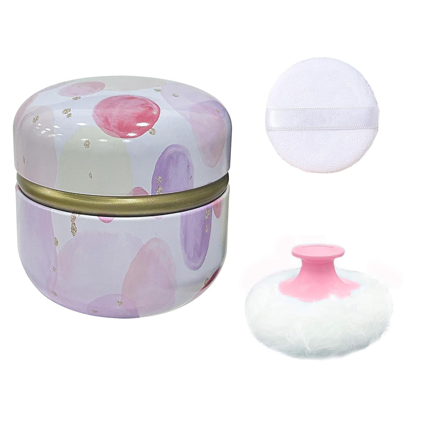 Body Powder Puff and Container for Dusting Powder, Women Powder Puff and Powder Case for Bath and Travel (Pink Bubble)