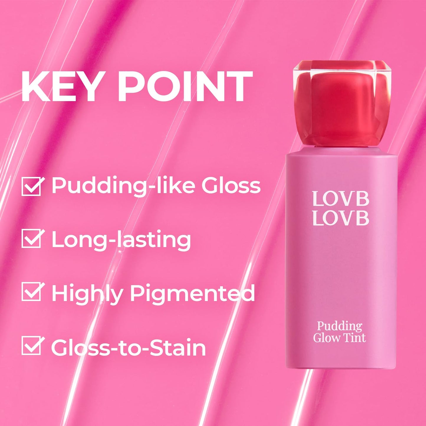 Pudding Glow Korean Lip Tint | Natural Lip Stain | Gloss to Stain | Long-Lasting & Non-Sticky | Lightweight Lip Tint 0.14 oz. (03 CANDY BERRY)
