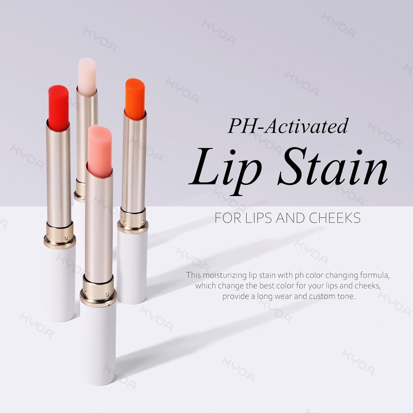 KYDA PH-Activated Lip and Cheek Stain, PH Color Changing Formula for Lasting Custom Lip Color, Keep Lips Soft and Moisturizing with Avocado Oil, Multiuse Color Balm, PINK