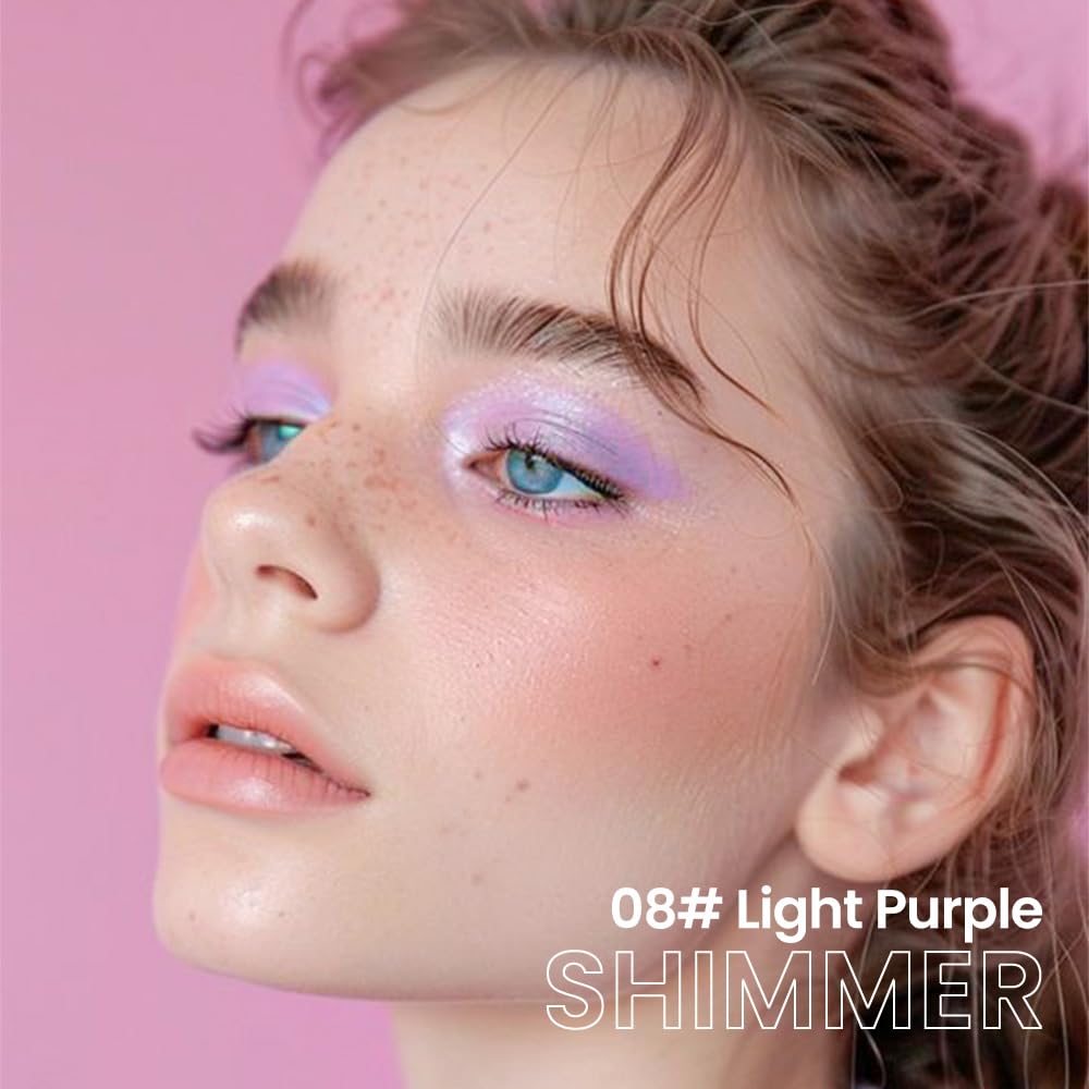evpct Light Purple Shimmer Cream Eye Shadow Brightener Sticks Set for Eyes, Light Purple Shimmery Matte Pencil Eye shadow Applicator Stick Pen Palette Makeup Waterproof sombras en crema para ojos 08#