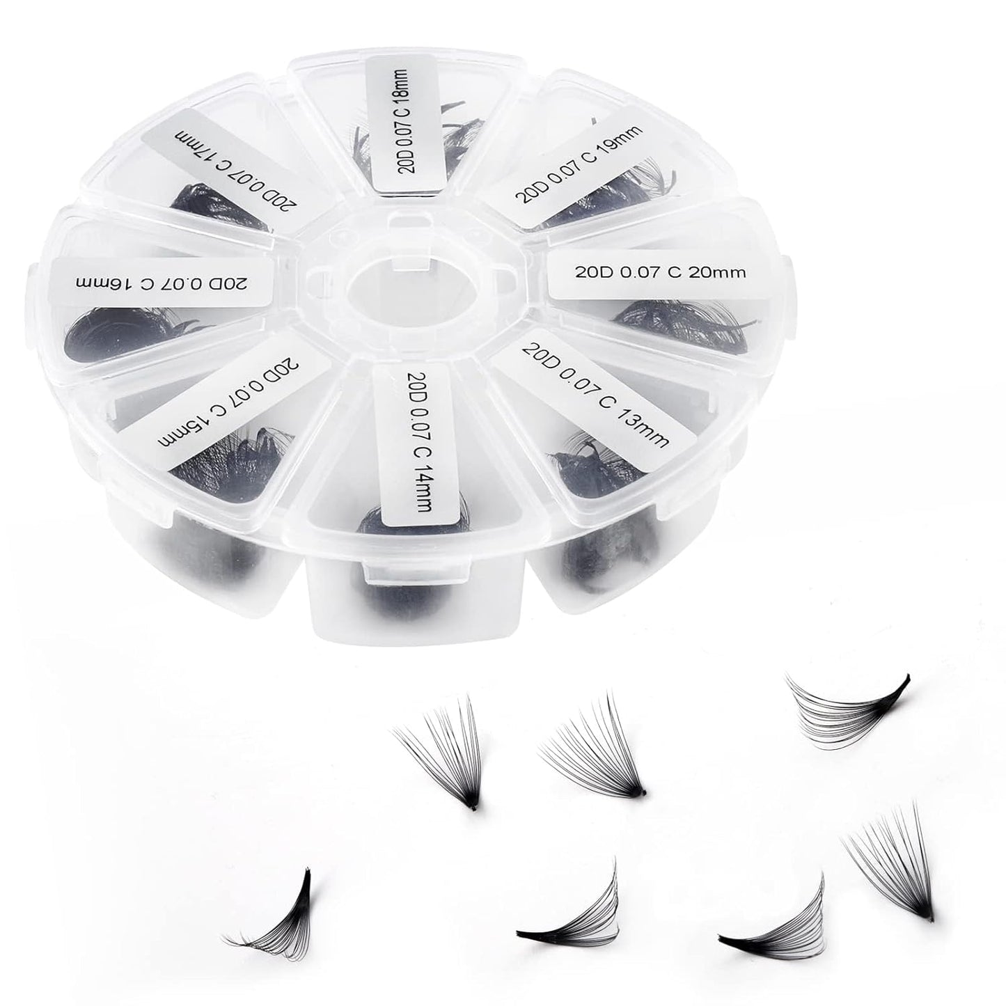 Premade Fans for Eyelash Extension: 20D, Wendy Lashes, Handmade Fans, Pre-made, For Lash-Artists, D, 9-16mm
