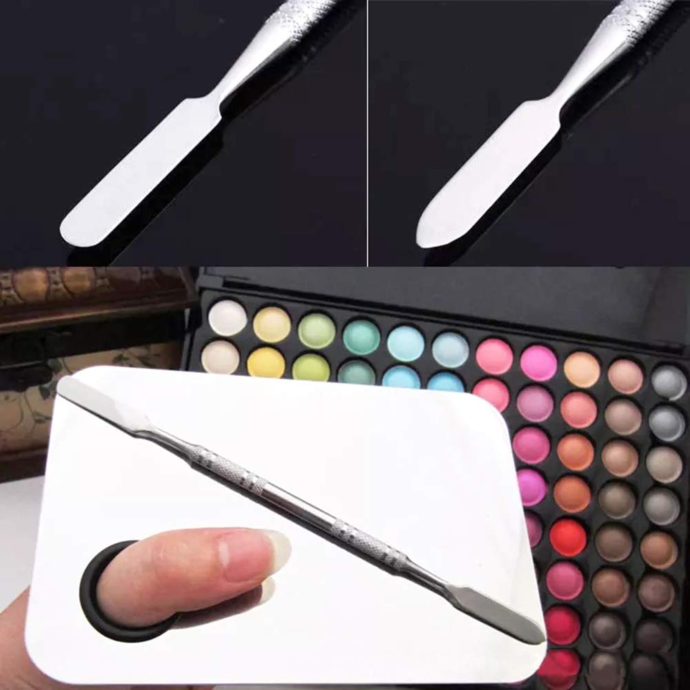 2 Pack Professional Makeup Palette, 2 Types Pro Lady Stainless Steel Cosmetic Artist Spatula with Spatula Tool for Mixing Foundation by ACKLLR, Silver