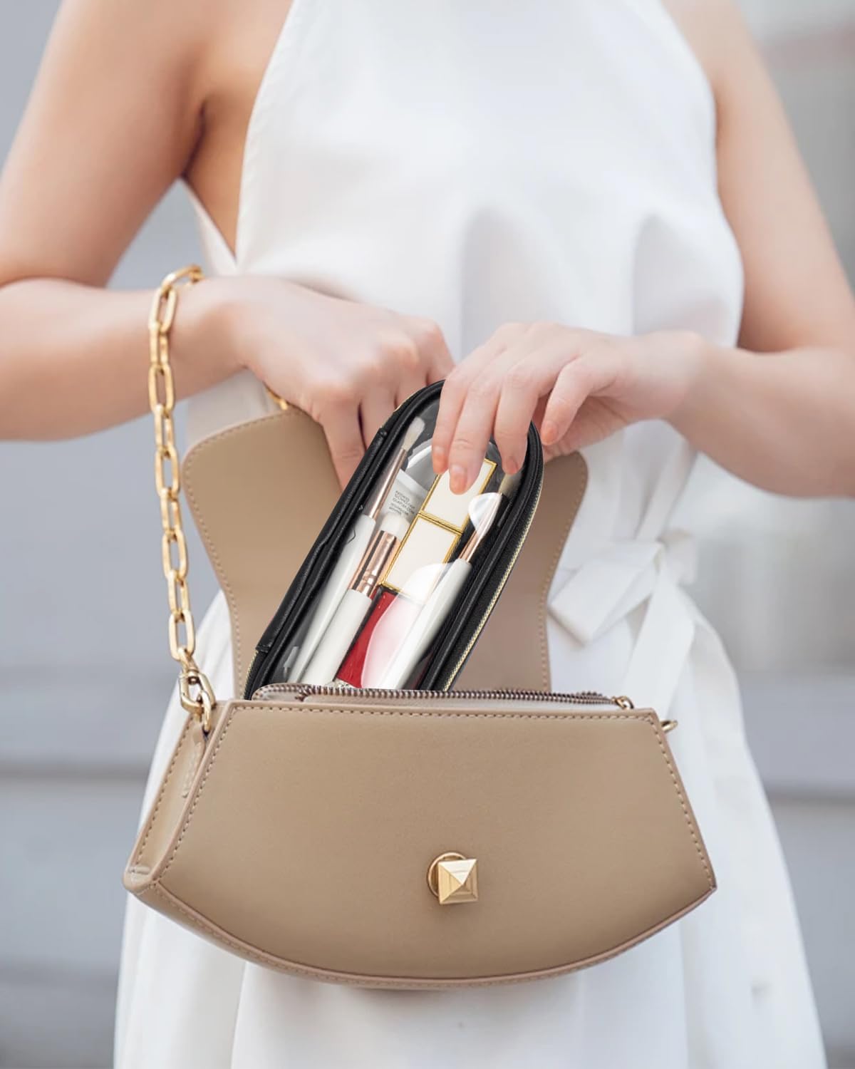 Clear Makeup Bag Small, TSA Approved Portable Toiletry Bag with Zipper Cosmetic Travel Bag Makeup Organizer Case Mini Makeup Pouch for Purse Car Organizer Bag for Women Men