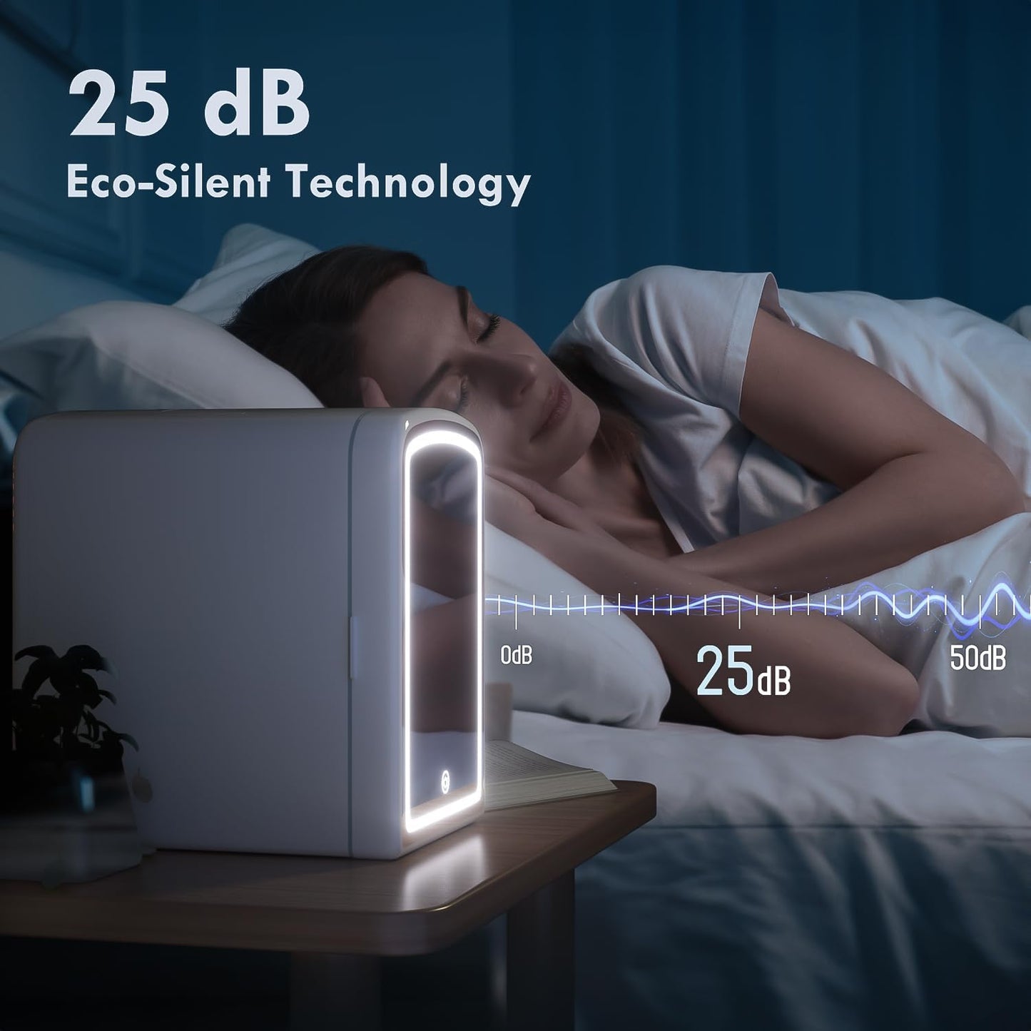 4L Mini Skincare Fridge with Dimmable LED Mirror, Portable Beauty Refrigerator for Makeup, Cosmetic, Personal Small Refrigerator with Cooler and Warmer for Bedroom, Office and Car(Pearl White)