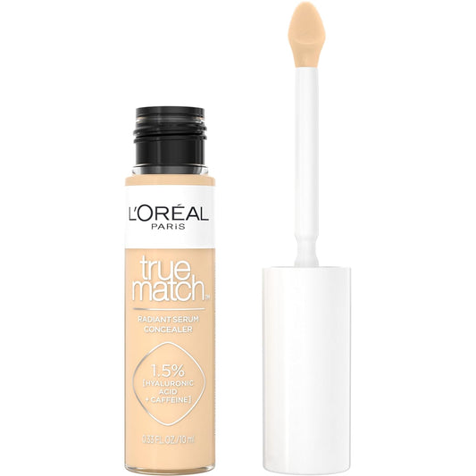 L’Oréal Paris True Match Radiant Serum Concealer, Brightening Under Eye Concealer Make Up with 1.5% Hyaluronic Acid and Caffeine, C3, 0.33 Oz