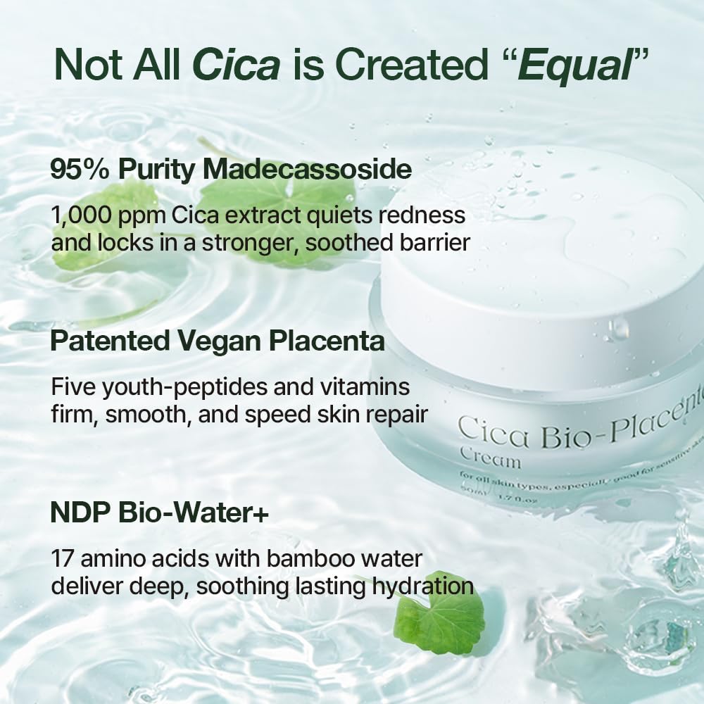 NDP Cica Cream - Gel Face Moisturizer for Sunburn Relief, lightweight Korean Moisturizer for Sensitive Skin, Centella Asiatica, Hydrating, Calming, Soothing (1.7 Fl oz / 50ml)