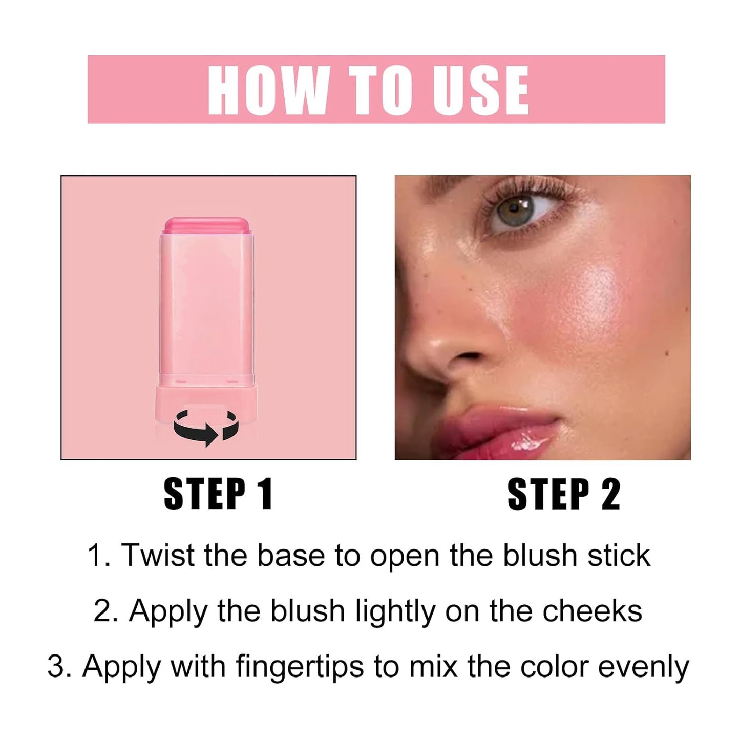 Blush Rare Beauty Liquid Blush Stick Cream Blush Natural Waterproof Long Lasting Powder Blusher,On The Go Blush Brushes For Makeup Cheeks,Suitable For All Skin Types(2PC)