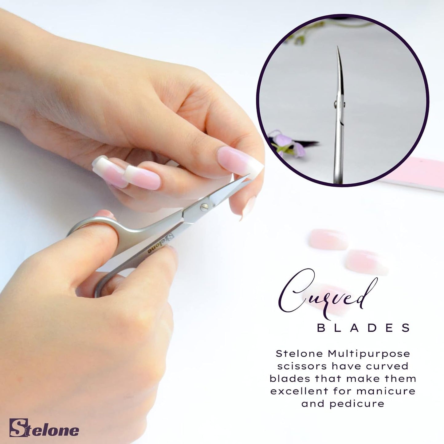 Multi Purpose Eyebrow Scissors Stainless Steel Curved Blade Cuticle Scissors for Manicure and Cosmetic, Brow Scissors for Facial Hair & Eyelash Trimming